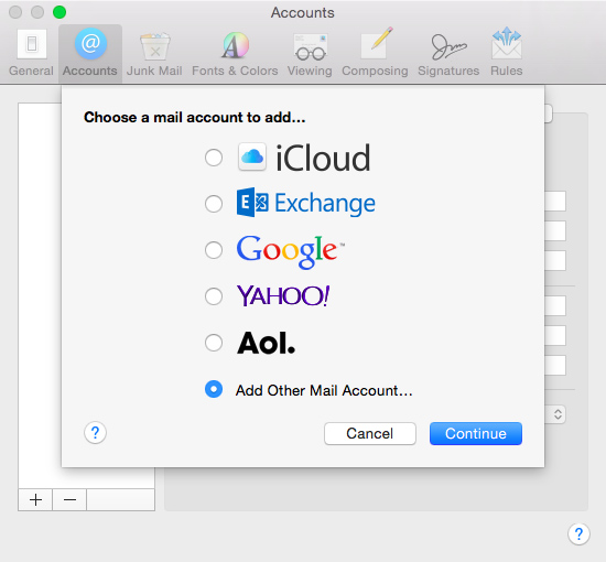 Set up an email account in Apple Mail El Capitan - 02