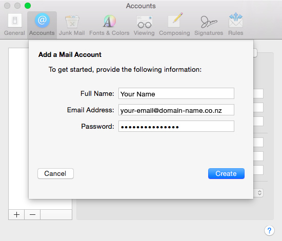 Set up an email account in Apple Mail El Capitan - 03