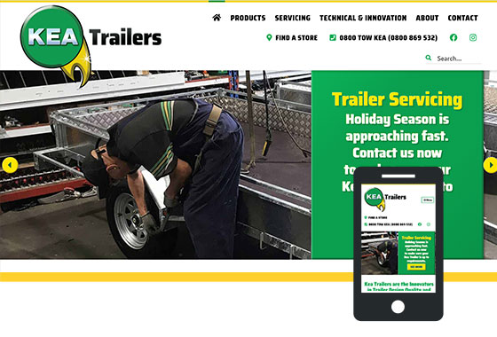 Kea Trailers website design and build by Ascona