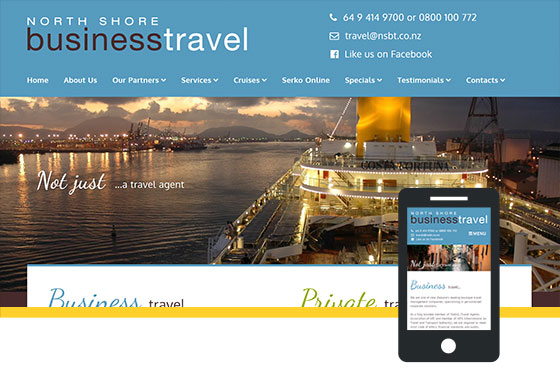 North Shore Business Travel website design and build by Ascona
